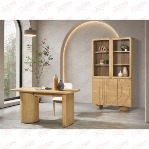 Nora Minimalist Study Desk & Glass-Door Bookcase