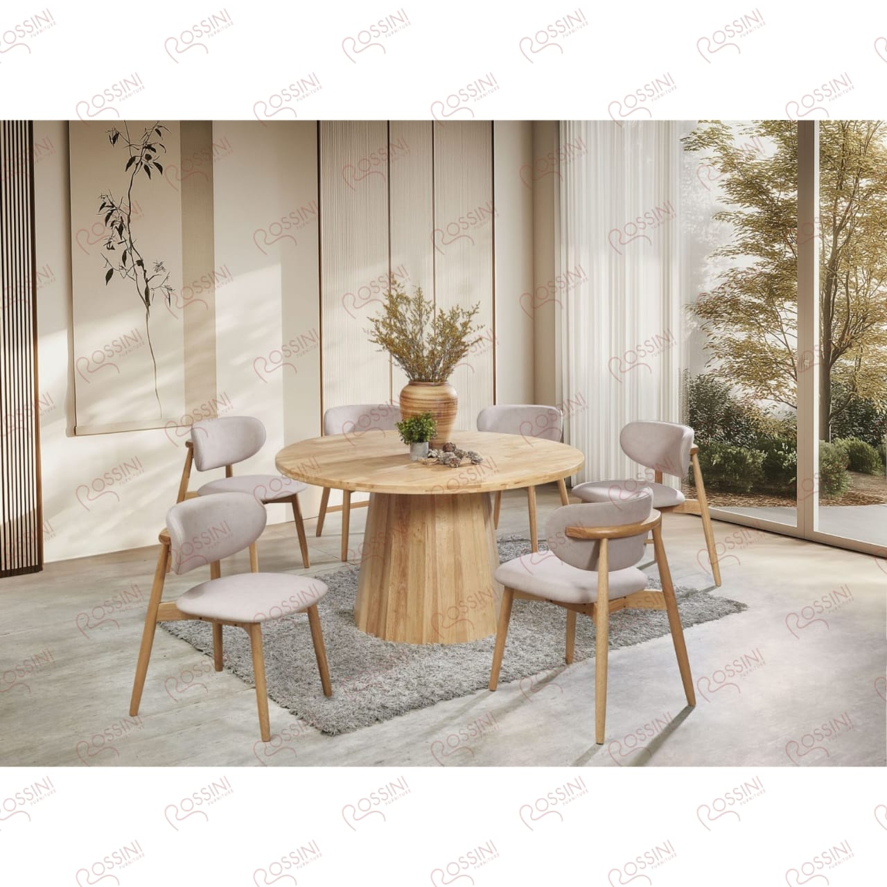Japandi Round Solid Wood Dining Set