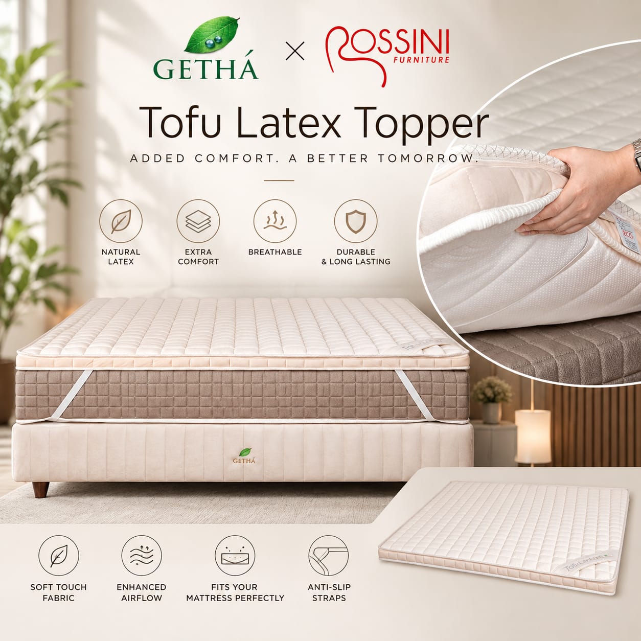 Getha Tofu Latex Mattress Topper - Luxurious