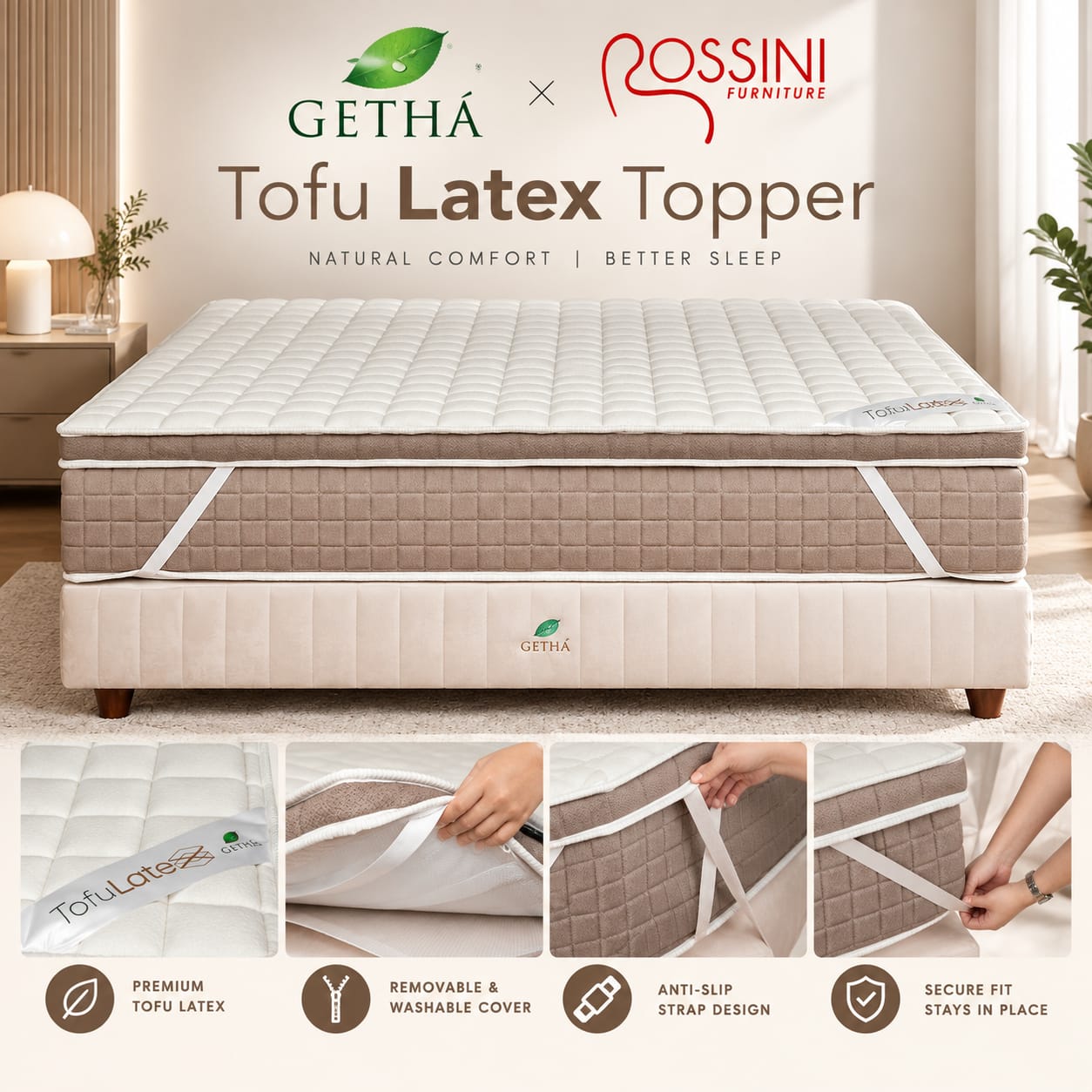 Getha Tofu Latex Mattress Topper - Premium